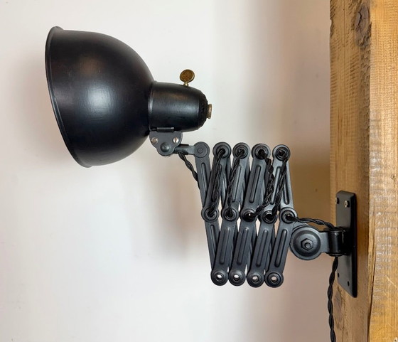Image 1 of Black Industrial Bauhaus Scissor Wall Lamp from Kaiser Idell, 1930s