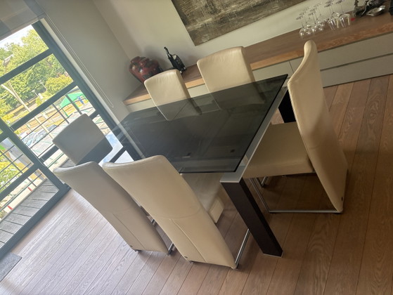 Image 1 of 6 x Rolf Benz chairs (beige leather)