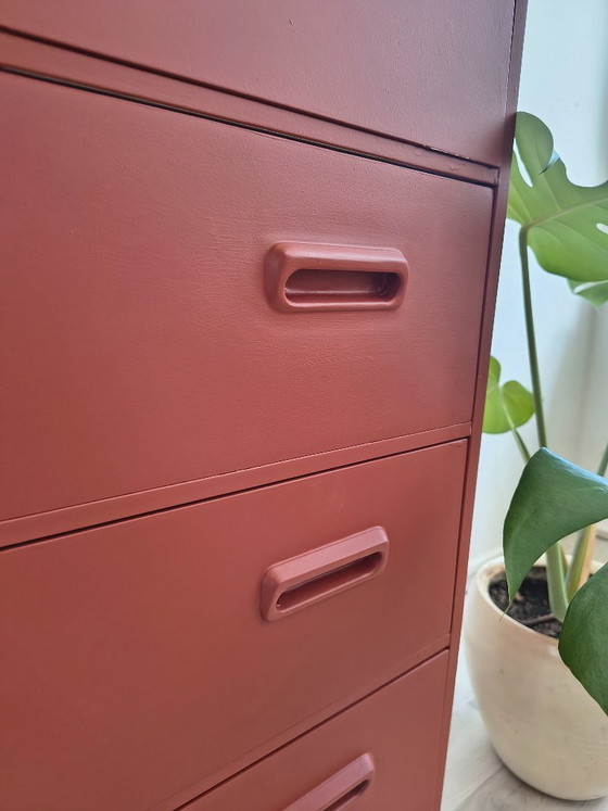 Vintage Swedish Chest of Drawers – Terracotta Red – Mid Century – Sideboard, Wood (photo 3 of 8)