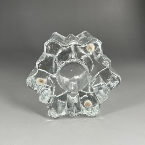 Image 1 of Vintage Lars-Gunnar Johansson ice glass candle holder, Lindshammar, Sweden