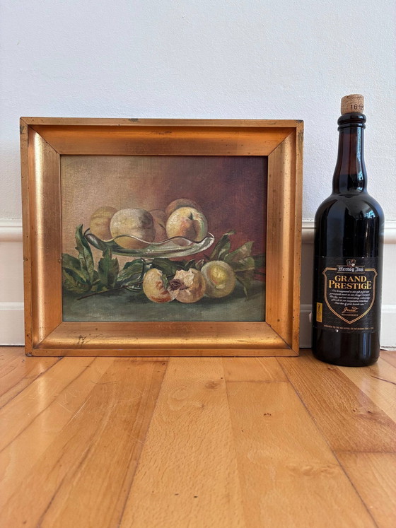 Image 1 of Peinture à l'huile originale ancienne nature morte, art de la cuisine aux fruits