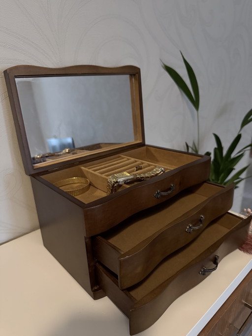 Boîte à bijoux avec miroir – opbergkast, Wood, Glass