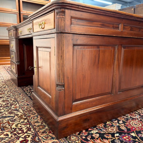 Scrivania inglese classica Partnerdesk in pelle rosso bordeaux – Scrivanie, Leather, Wood (photo 8 of 19)