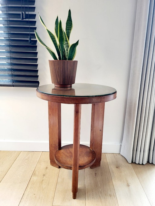 Art Deco wooden oval side table or plant table