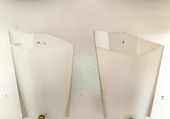 Image 1 of 2X Wall Lights 1960 Jacques Biny In Perpex