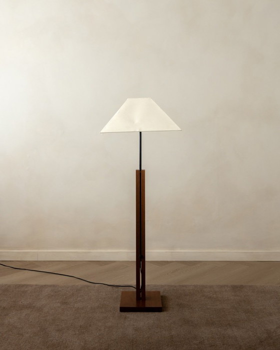 Vintage Belgische postmoderne verstelbare vloerlamp van Bellino, jaren 90, hout met sculpturaal – Vloerlampen (photo 4 of 14)