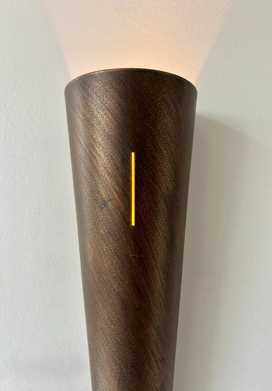 Image 1 of Pair of vintage sconces, brown patinated metal, France, 1970