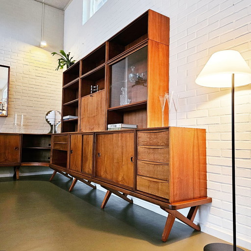 XXL Crossleg Schrankwand Sideboard Nussbaum