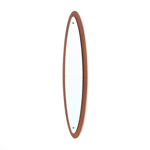 Oval teak wall mirror, 1960s