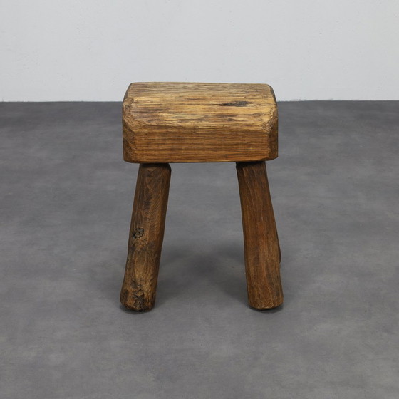 Image 1 of Vintage Stool Primitive Brutalist Folkart Style