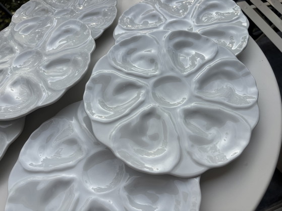 6 Assiettes à Huîtres Majolique – majolique française, Geschirr, Ceramic (photo 6 of 15)