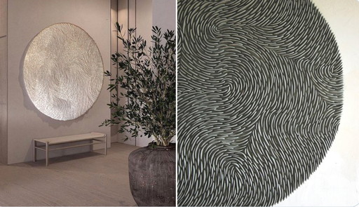 Large Hand-Sculpted Wall Sculpture - Organic Modern Round 3D Decor Clay Biomorphic Sculpture, Custom Colors 