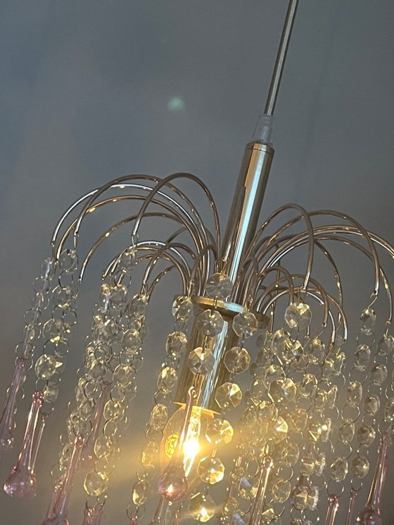 Image 1 of pink teardrop chandelier pendant lamp