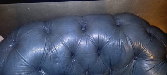 Image 1 of Sillón y reposapiés Chesterfield en turquesa