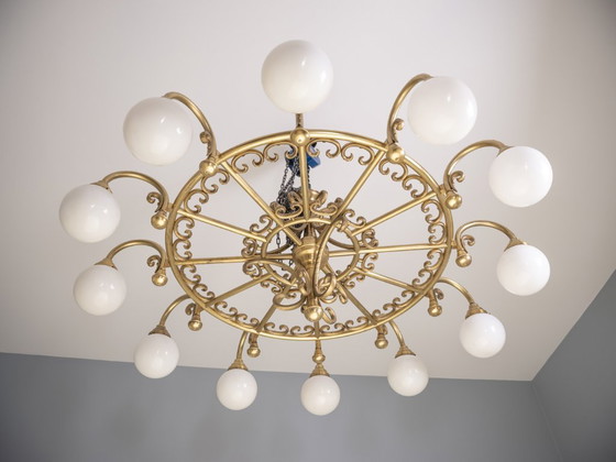 Image 1 of Lampadario decorativo in ottone, 1980