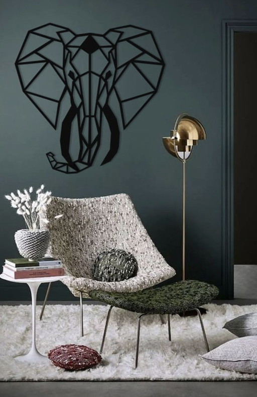 Metalen wanddecoratie olifant