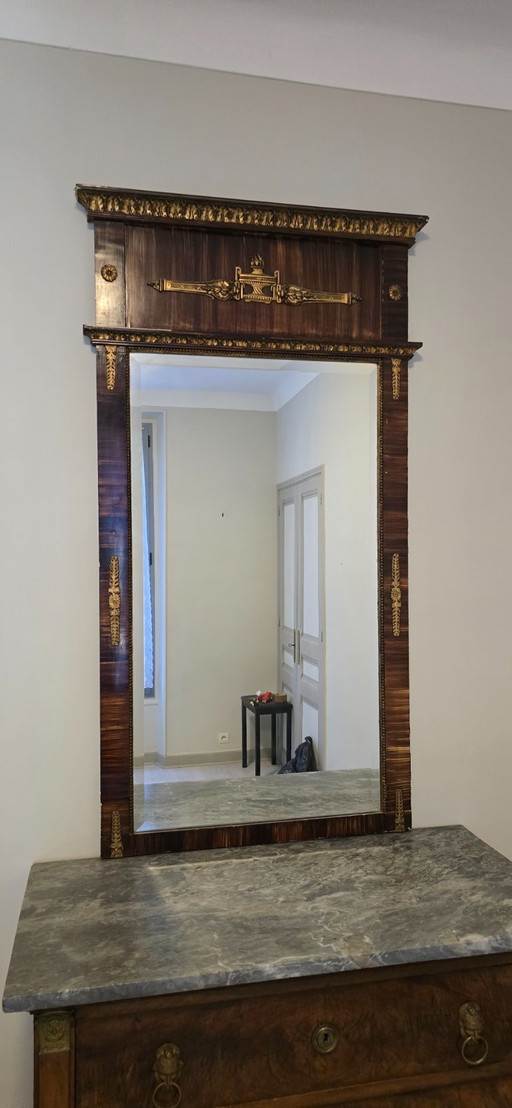 Empire period chest of drawers and mirror