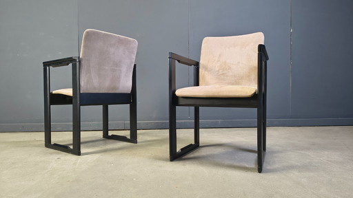 Set van 6 vintage eetkamerstoelen toegeschreven aan Tobia Scarpa, jaren 70.