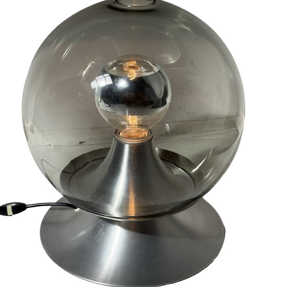 RAAK Amsterdam - Table Lamp Model ‘Droomeiland’ - 1960s - Model Nr. D-2002 - Large - Smoked Glass – Aluminium (photo 8 of 9)