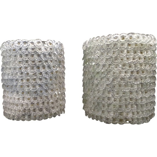 Paar vintage Murano glazen wandlampen, Italië