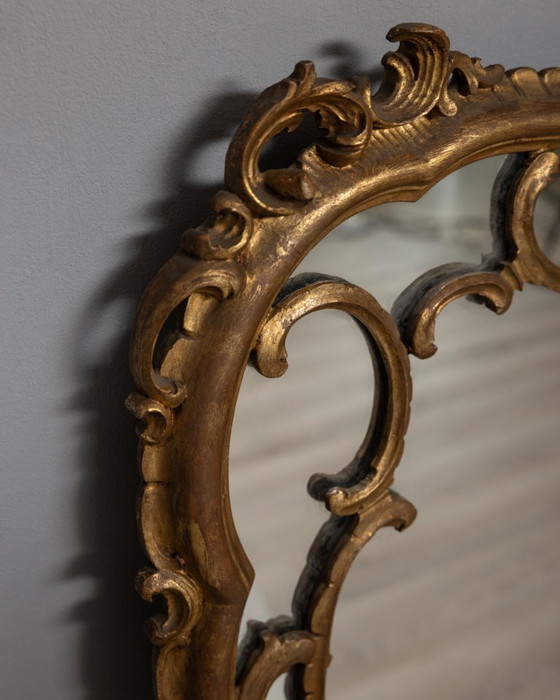 Image 1 of LARGE EARLY 20TH CENTURY BAROQUE STYLE GILDED WOOD WALL MIRROR