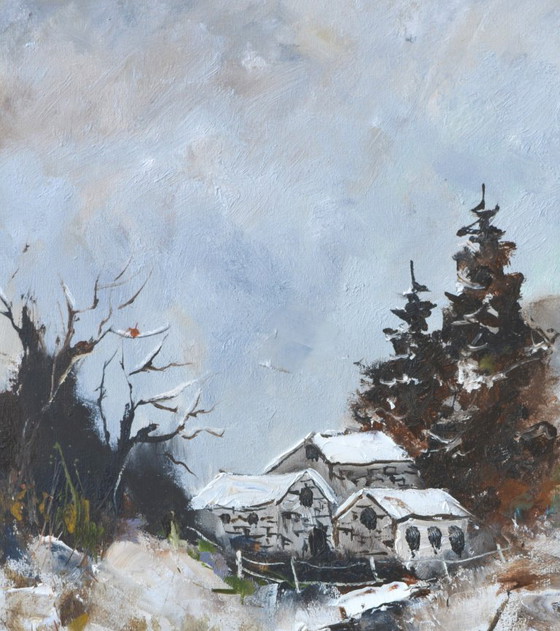 Río en invierno – P. Ladent, Pinturas y dibujos, Lienzo (photo 2 of 5)