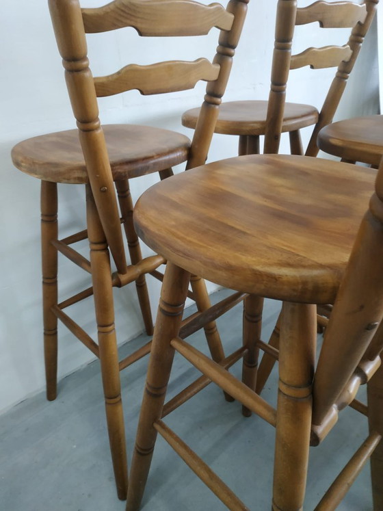 Image 1 of Set Van 4 Jaren Vintage 70 'Farmhouse Style' of Brutalist Style Barkrukken