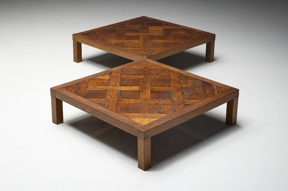 Image 1 of Brutalistischer Parkett Couchtisch, Frankreich, 1970er