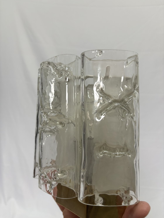 Image 1 of Set of 2 vintage Doria Leuchten ice glass wall lamps 1960s