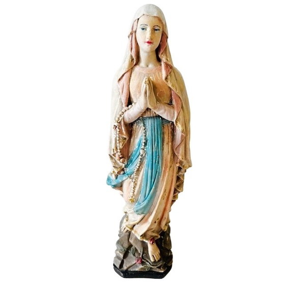 Image 1 of Vintage Marian statue pink details