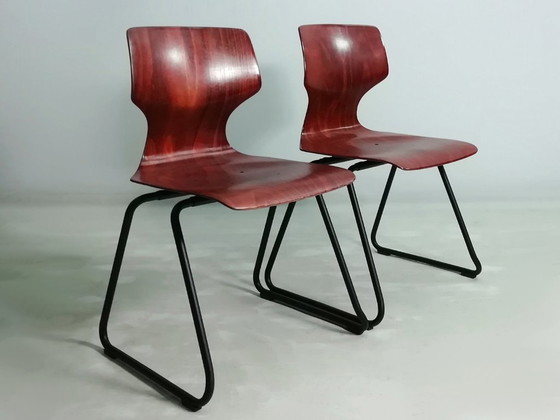 Image 1 of 4x sedia laterale FLÖTOTTO PAGWOOD set di sedie anni '70 nere VINTAGE design industriale seduta modellata