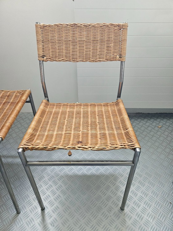 3 Martin Visser Dining chairs – Rattan, Chrome (photo 5 of 7)