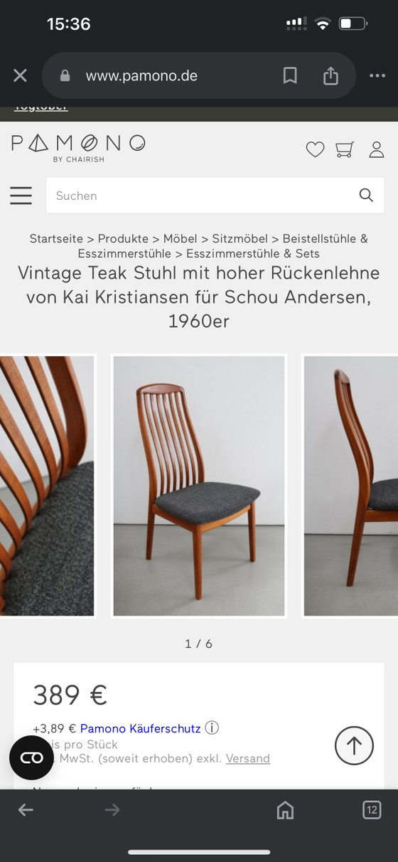 2 X Vintage Teak Dining Chairs Kai Kristiansen Schou Andersen – Wood (photo 5 of 5)