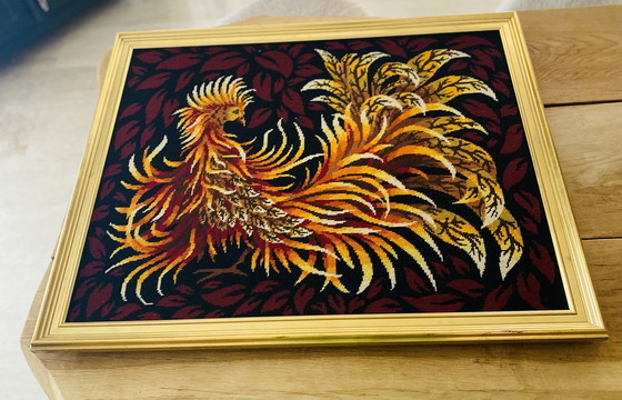 Image 1 of Tapisserie vintage Oiseau de feu années 60/70