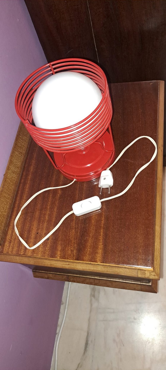 Tafellamp uit de jaren 70, Tafellampen, Glas, Metaal, Rood (foto 3 van 6)