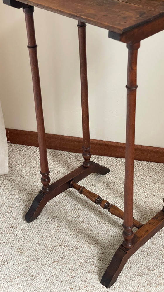 Image 1 of Antique Turned Wood Bedside Table