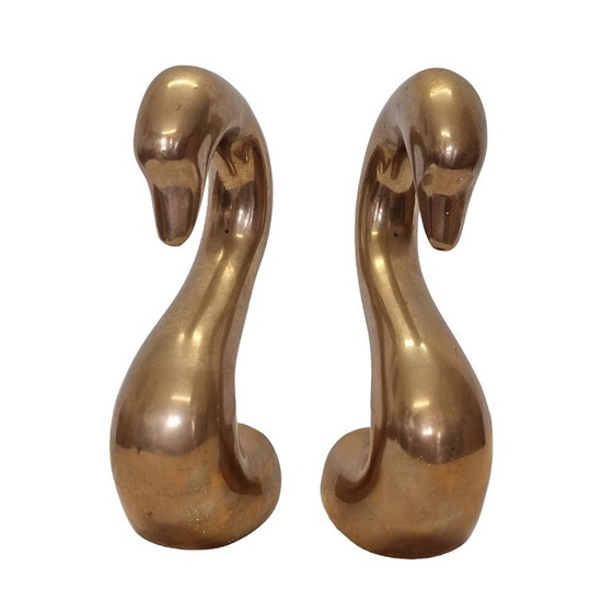 Vintage Italiaanse Messing Zwanenhals Boekensteunen – Cadeaus, Brass (photo 4 of 7)