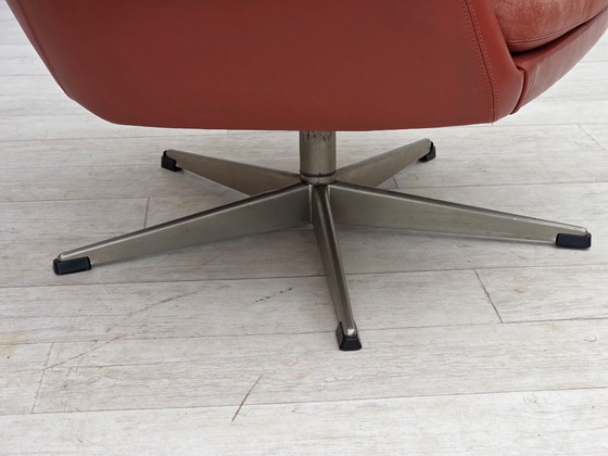 Image 1 of 1970s, Danish design by H.W.Klein, swivel armchair, furniture leather.