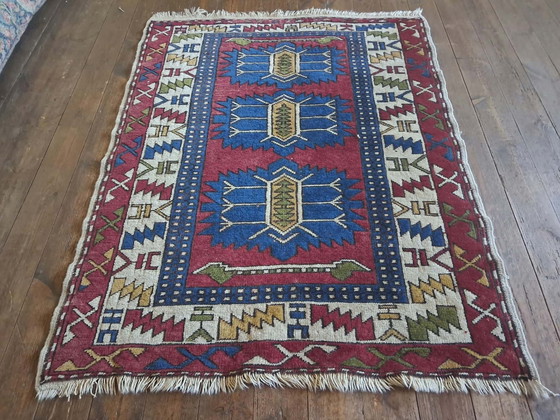 Tapis Anatolien Kars Kazak fait main 141×110cm, Coton, Laine, Multicolore (photo 13 sur 13)