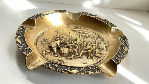 Vintage Solid Brass Stage Ashtray