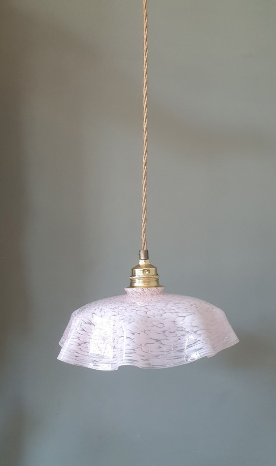 Image 1 of Lampada a sospensione vintage in vetro di Clichy, anni '30, lampada da soffitto Art Déco