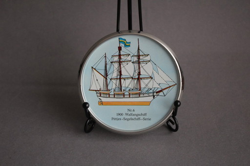Maritime metal coasters for glasses No. 1 to 8 Pittjes sailing ship series