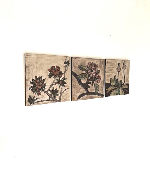 Vintage Trio Keramikwandfliesen, Ruscha Keramik ‘60 – wanddecoratie, Ceramic