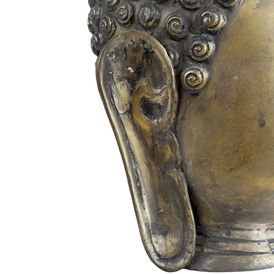 Bronze Buddha Head in Shan Style – Hand-cast Sculpture 31 cm (photo 10 of 11)