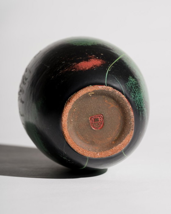 Image 1 of Pair of Paul Dresler Grootenburg Copper Reduction Glaze Studio Ceramic Vases – Germany, ca. 1940s-1950s Art Deco Bauhaus