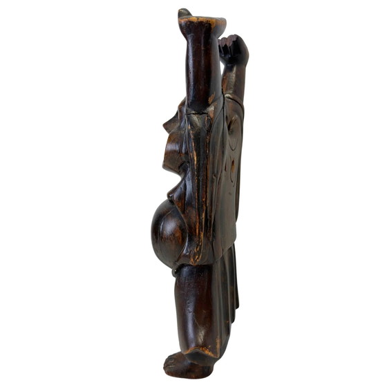 Budai Buddha che Ride in Legno – Diaspora Cinese / Sud-est Asiatico – Sculture, Wood (photo 4 of 6)