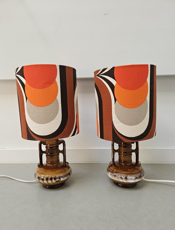 Image 1 of Ensemble de lampes de table vintage années 60 Bay Keramik Allemagne de l'Ouest