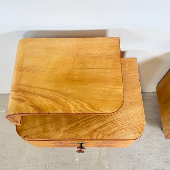 Set of Halabala-style Art Deco bedside tables with Bakelite handles – Nightstands, Wood (photo 10 of 13)