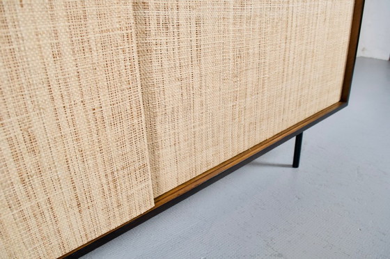 Image 1 of FLORENCE KNOLL SIDEBOARD MODEL 116 WOOD, LEATHER AND RAFFIA 1960