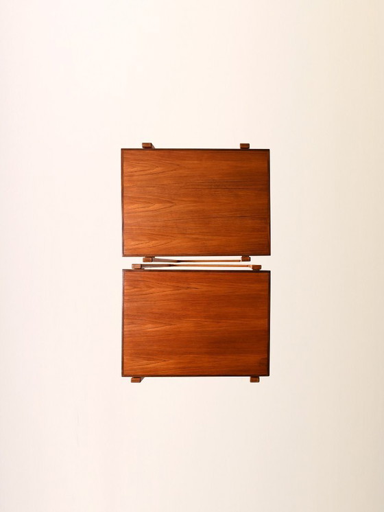 Image 1 of Pair of Vintage Scandinavian Nesting Tables in Teak and Beech